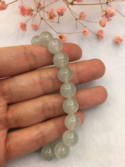 Icy Green Jade Beads Bracelet (BR186)