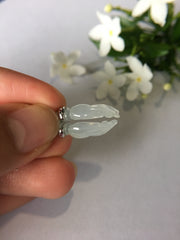 Icy White Jade Earrings - Buddha’s Hand (EA131)
