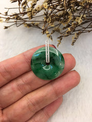 Dark Green Jade Pendant - Safety Coin (PE336)