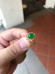 Green Cabochons Jade Ring (RI362)