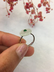 Icy With Green Jade Ring - Safety Coin (RI156)