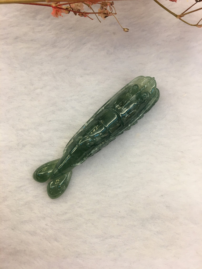 Green Jade Pendant - Prawn (PE225)