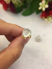 Icy Variety Jadeite Earrings - Cabochon (EA274)