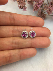 Natural Purplish Pink Sapphires Earrings (Unheated) (GE045)