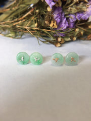 Light Green Jade Earrings - Safety Coin (EA034)