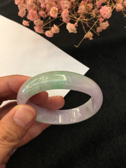 Lavender With Green Jade Bangle - Oval (BA179)
