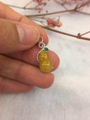 Icy Yellow Hulu Jade Earrings (EA280)