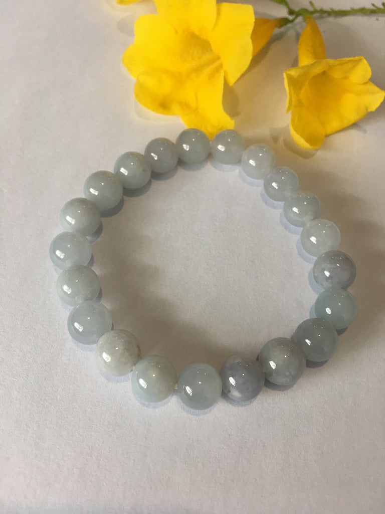 Bluish Lavender Jade Beads Bracelet (BR098)
