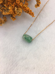Icy Green Jade Barrel Necklace (NE082)