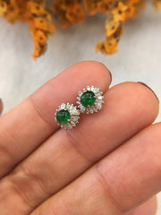 Green Jade Cabochon Earrings (EA181)