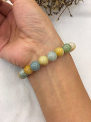 Three Colours Jade Bracelet - Beads (BR233)
