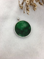 Dark Green Jade Pendant - Round (PE131)