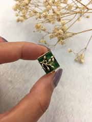 Dark Green Rectangular Jade Ring (RI319)