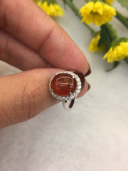 Red Jade Cabochon Ring (RI017)