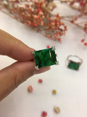 Green Rectangular Jade Rings (RI114)