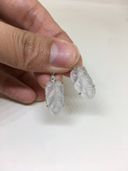Green & Icy White Earrings - Clover & Leaf (EA239)