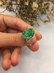 Green Jade Ring - Flower (RI173)