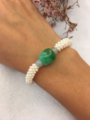 Green Jade Barrel Bracelet (BR182)