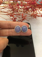 Lavender Jade Earrings - Cabochon (EA326)