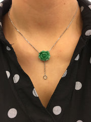 Green Jade Necklace - Flower (NE050)