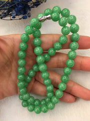 Apple Green Jade Beads Necklace (NE075)