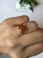 Orangy Red Jade Cabochon Ring (RI127)