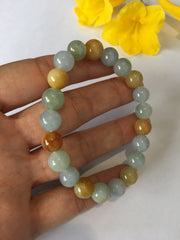 Three Colours Jade Beads Bracelet - (BR119)