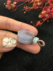 Bluish Lavender Jade Pendant - Coin (PE062)
