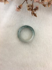 Icy Bluish Flower Jade Hololith Ring (RI300)