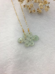 Icy Green Jade Necklace - Eternity Knot (NE078)