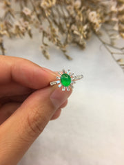 Green Jade Ring & Earrings - Cabochon (RI050)