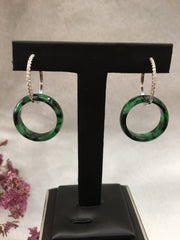 Dark Green Jade Earrings - Hololith Rings (EA209)