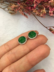 Green Jade Earrings - Coin (EA114)