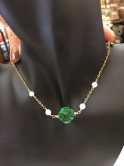 Green Jade Earrings & Bracelet - Clover (EA259)