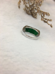 Dark Green Jade Ring - Saddle Shape (RI209)