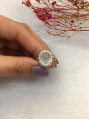 Icy White Jade Ring - Cabochon (RI310)