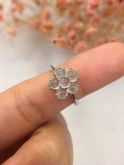 Icy White Jade Ring - Flower (RI267)