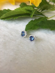 Natural Blue Sapphire Earrings (Unheated) (GE110)