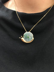 Icy Green Safety Coin Pendant - Snail (PE272)