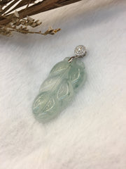 Icy Green Jade Pendant - Leaf (PE313)