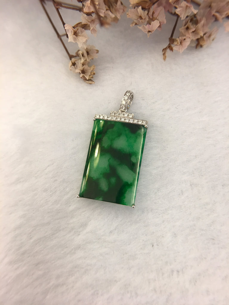 Green Jade Pendant - Rectangular (PE140)