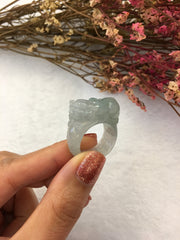 Icy Green Jade Ring - Pixiu (RI304)