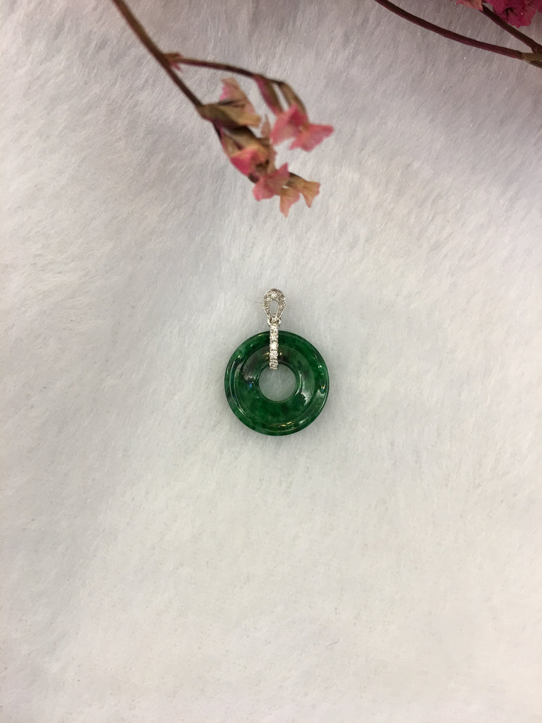 Green Jade Pendant - Coin (PE398)