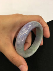 Lavender With Green Jade Bangle - Round (BA024)