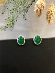 Green Jade Earrings - Cabochon (EA359)