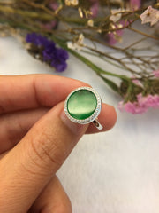 Icy Green Jade Ring - Round (RI006)