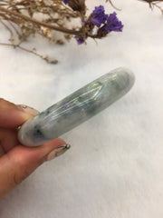 Lavender With Bluish Flower Jade Bangle - Round (BA190)