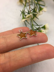 Icy Reddish Yellow Jade Earrings - Stars (EA317)