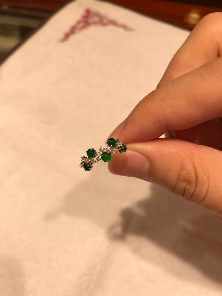 Green Cabochons Jade Ring (RI342)