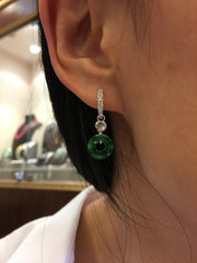 Green Jade Earrings - Coins (EA321)